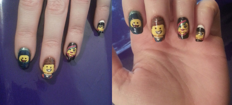 Illustration for article titled DIY: The LEGO Movie nail art